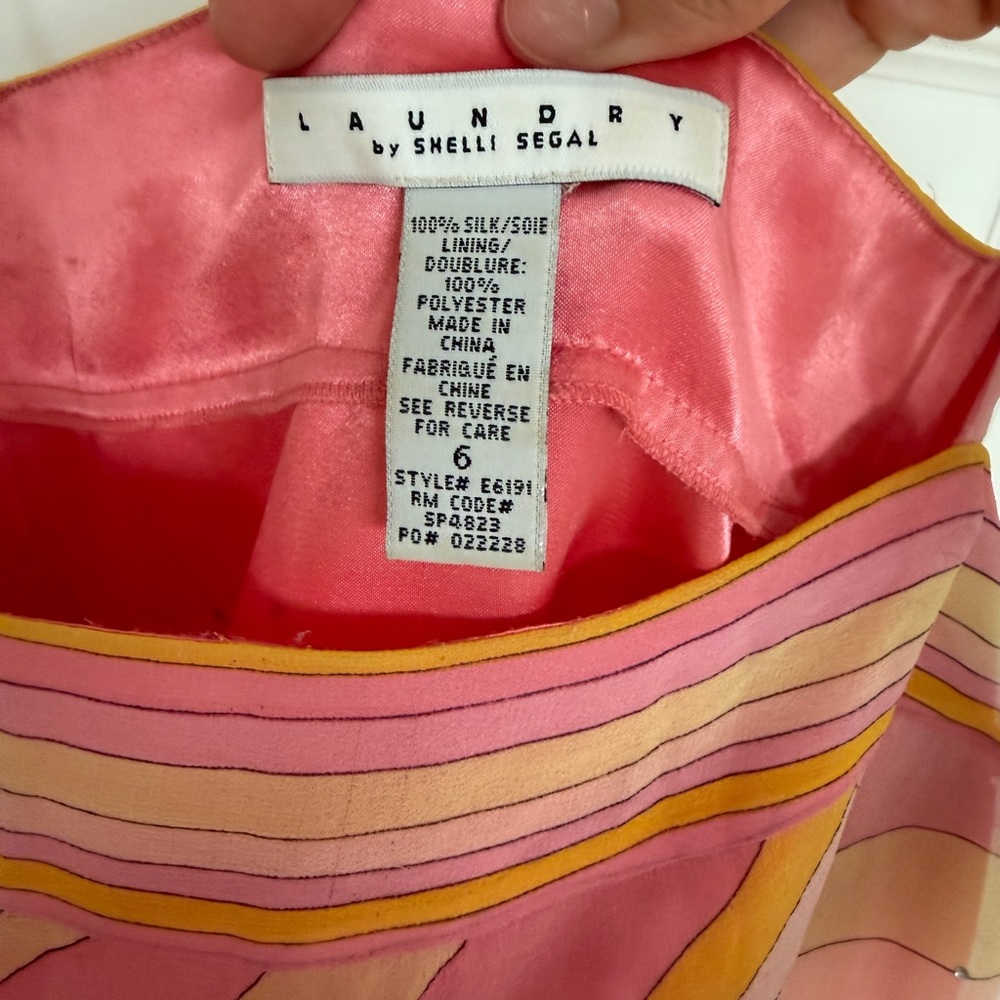 Y2K Laundry by Shelli Segal 100% Silk Pink Mod Crystal Dress Size 6 - Picture 3 of 11
